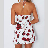 Mini Floral Dress Summer Fashion Ladies Slim Bodycon Party Clubwear Beach Holiday Sleeveless Zipper Sundress